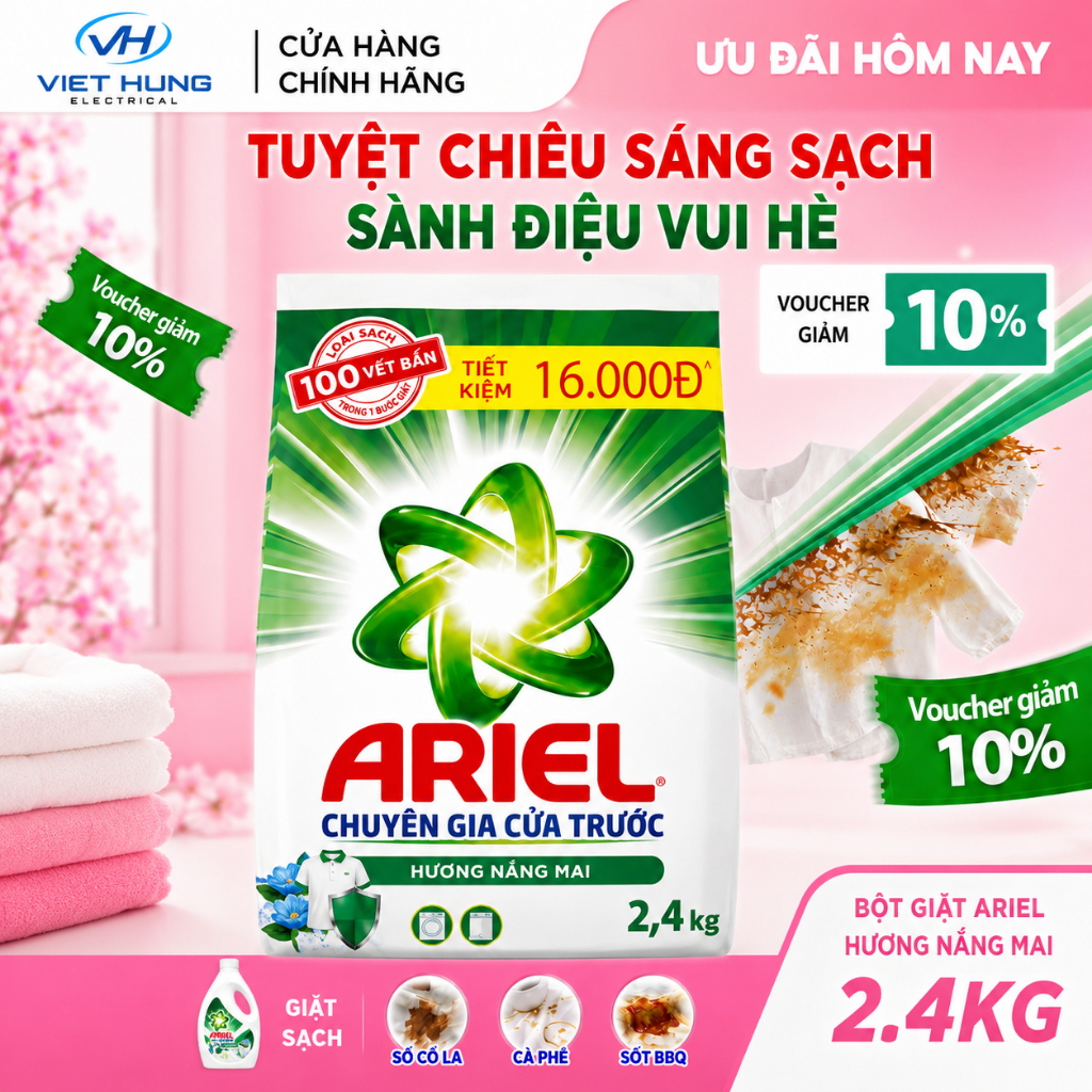 Bột giặt Ariel Hương Nắng Mai 2.4Kg