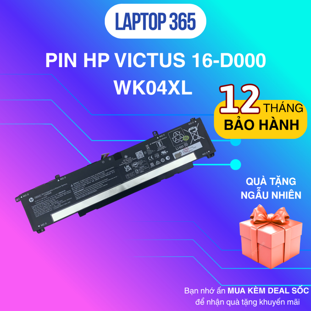 Pin Laptop HP VICTUS 16-D000 WK04XL HP Victus 16-d 16-d000, 16-e 16-e000, 15-fa 15-fa000, WK04XL