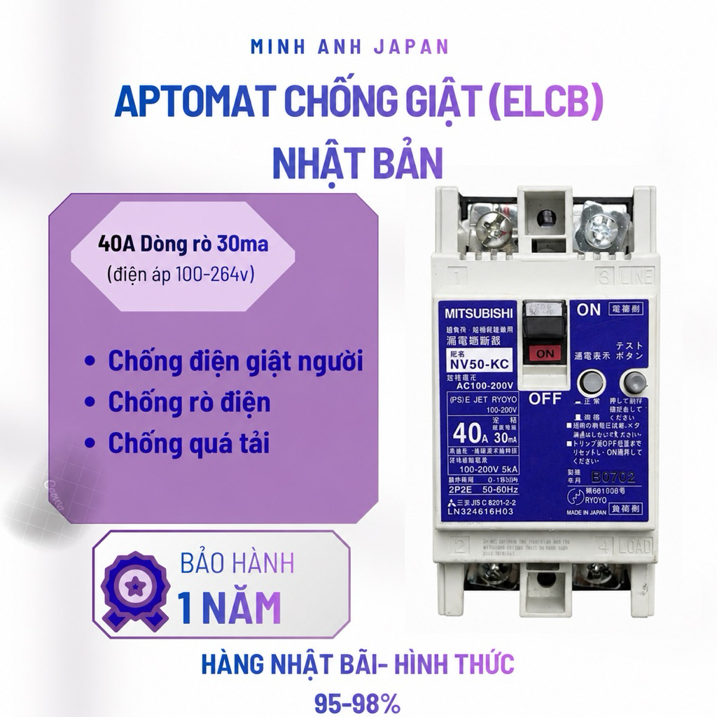 Aptomat chống giật 40A Mitsubishi