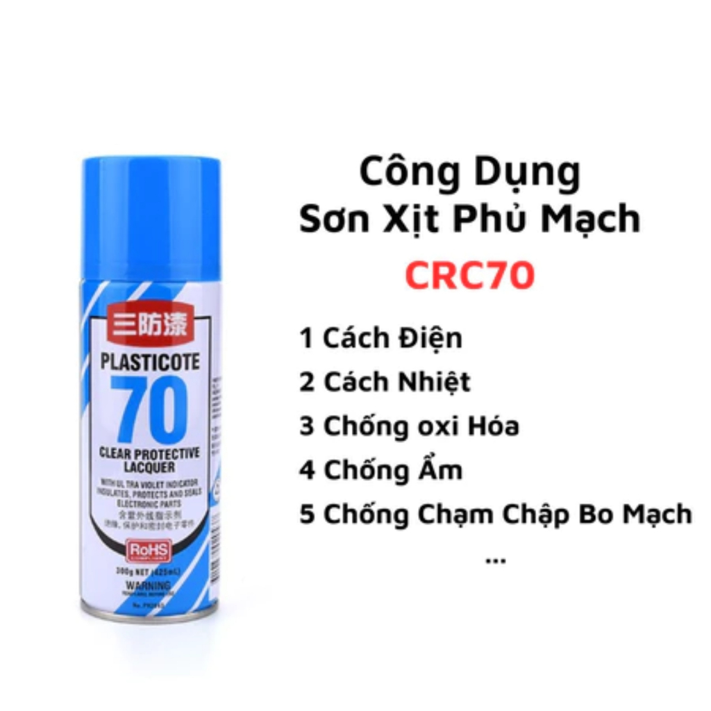 Sơn phủ CRC70 - xịt kẽm hàn Bin, Cách điện, chống oxi hóa bo mạch hiệu quả