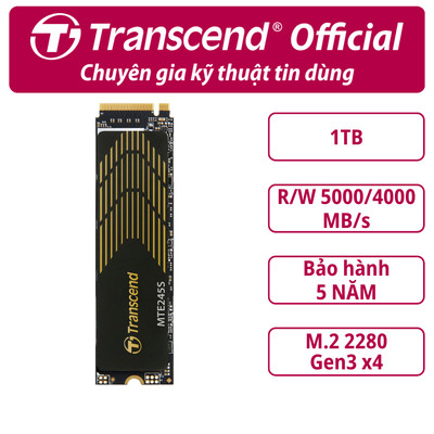SSD gắn trong Transcend SSD245S 500GB/1TB M.2 2280 PCIe Gen4x4 NVMe 3D-NAND upto 5000/4000MB/s - Bảo hành 5 năm
