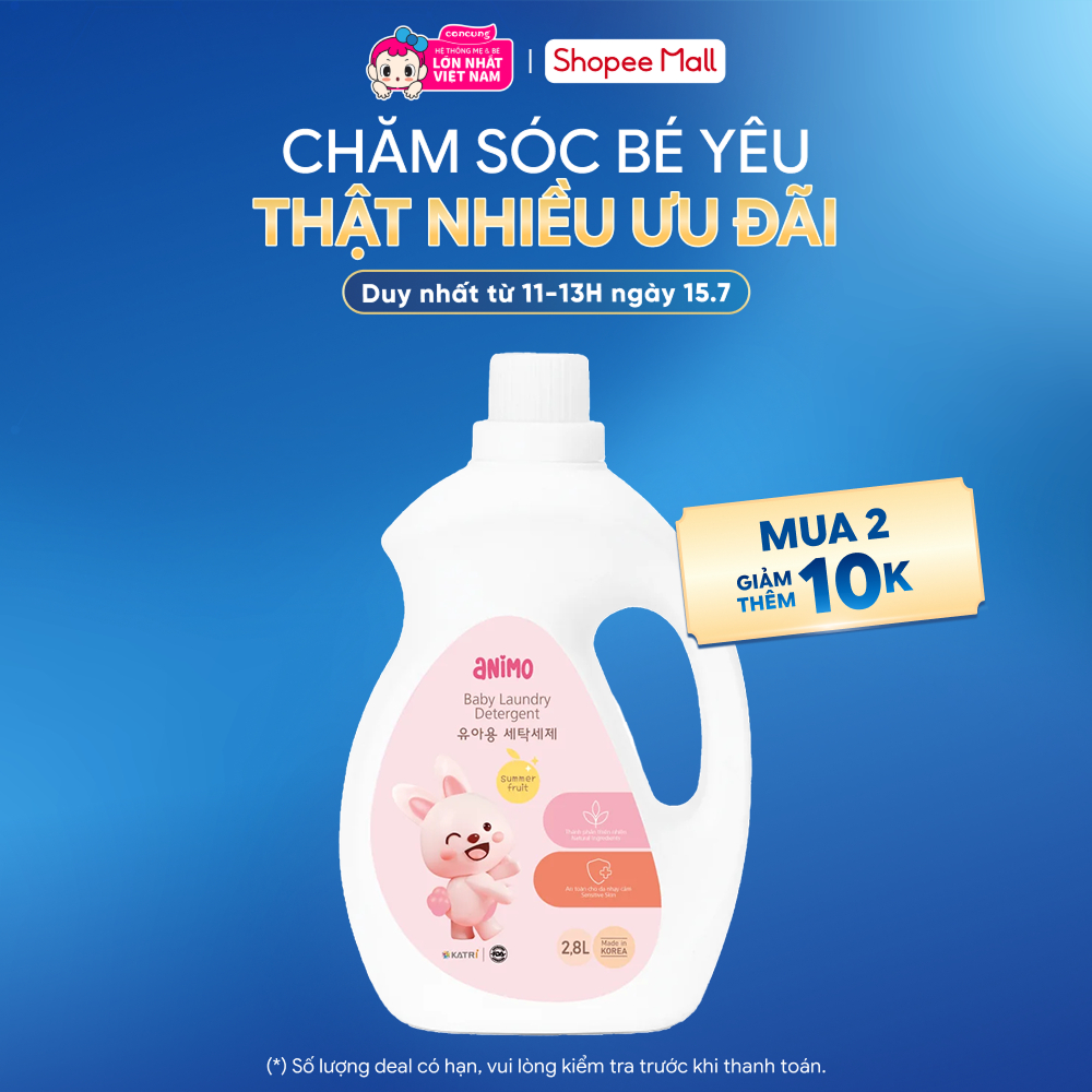Nước giặt cho bé Animo hương trái cây mùa hè chai 2,8L