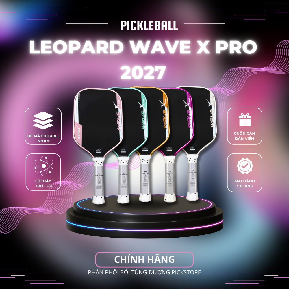 Vợt Pickleball Leopard Wave X Pro 2026 Chính Hãng | T700 Carbon | 16mm | X2 Woven Carbon