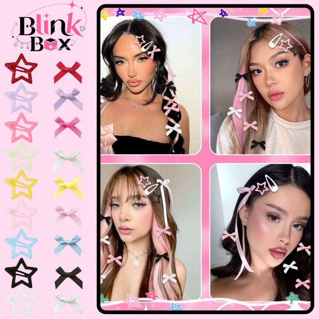Kẹp Tóc Hình Ngôi Sao - Kẹp Nơ Mini Điểm Xuyết Tóc Tết Style Y2K Hot Blink Box KT03