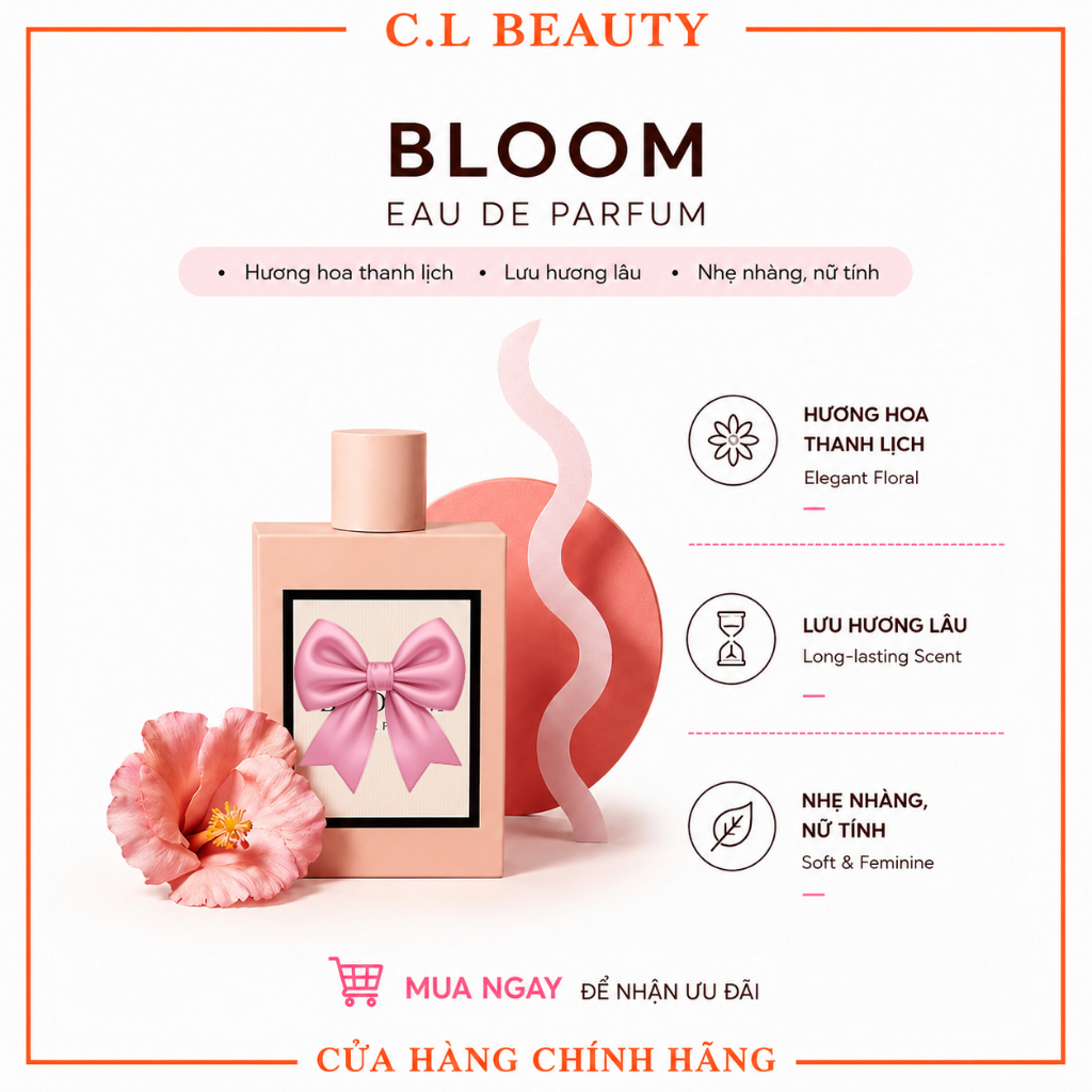 [Chính Hãng] 𝔾𝕌ℂℂ𝕀 𝔹𝕝𝕠𝕠𝕞 𝔼𝕒𝕦 𝔻𝕖 ℙ𝕒𝕣𝕗𝕦𝕞100ml Nước Hoa Nữ Hương Hoa Thanh Lịch Lưu Hương Lâu EDP