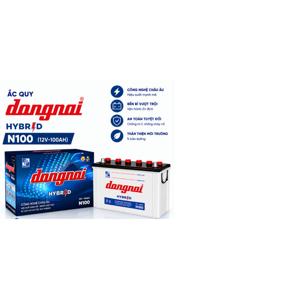 Ắc quy Hybrid Đồng Nai N100 12V-100Ah(PINACO/Dong Nai Hybrid Battery N100)