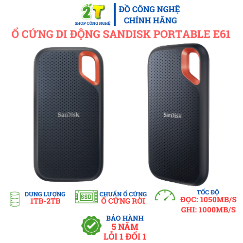 Ổ Cứng Di Động SanDisk Portable SSD V2 E61 bảo hành chính hãng 5 năm