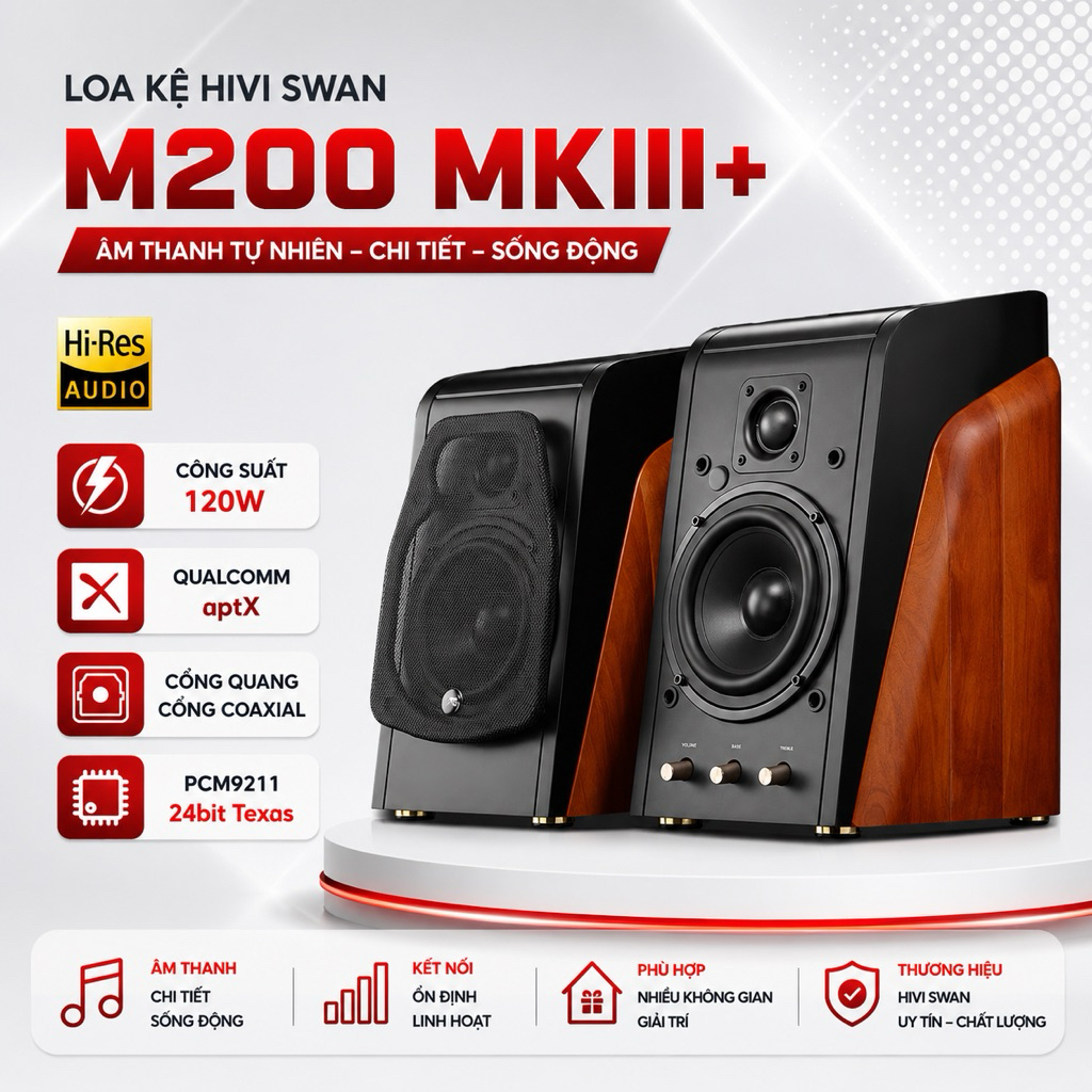Loa HIVI SWAN M200MKIII- BT 5.0 aptX HD - Loa Hi-Fi cao cấp - Chính hãng QDANGVN phân phối.