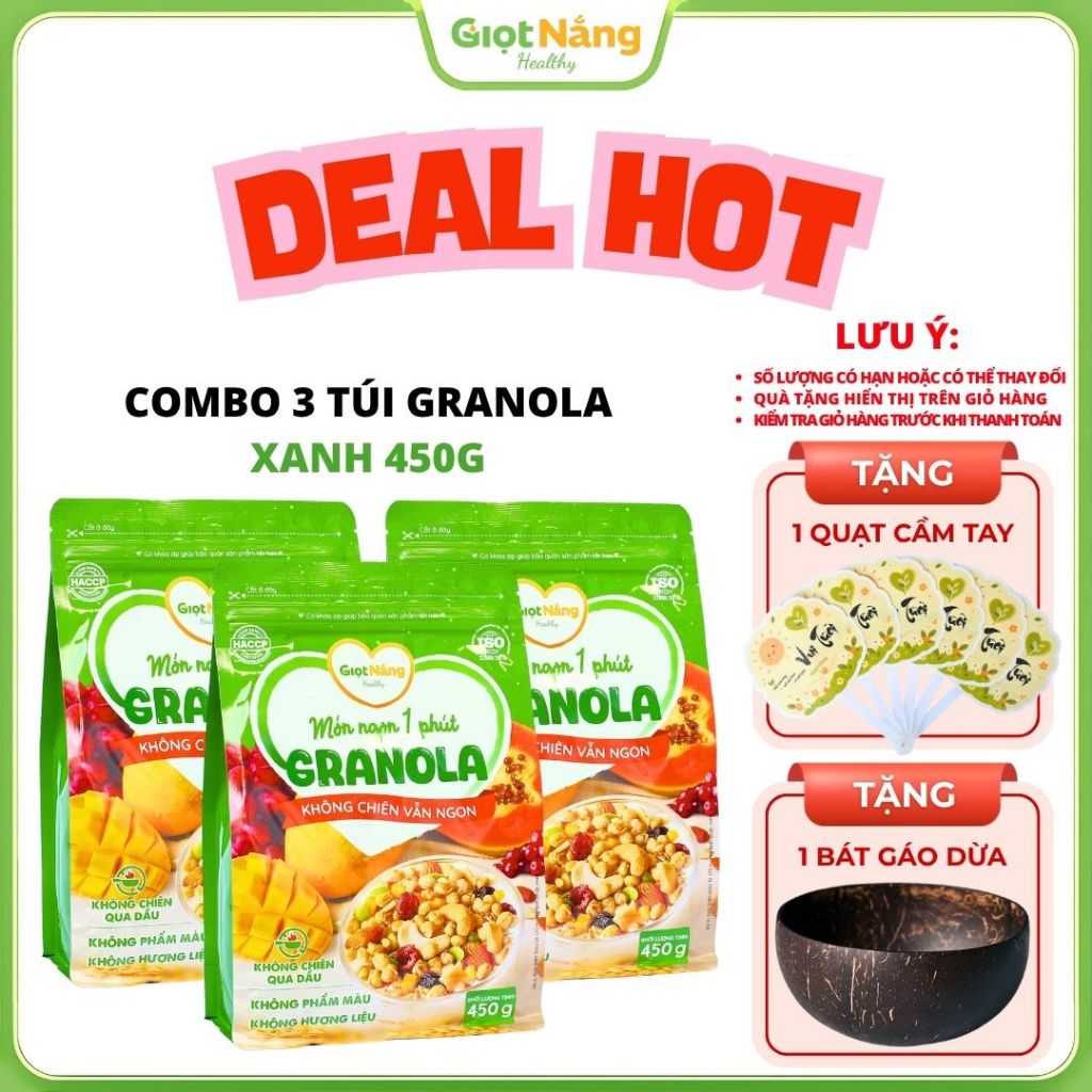 Combo 3 Túi Granola Mới Ăn Sáng Healthy Lành Mạnh Từ Giọt Nắng