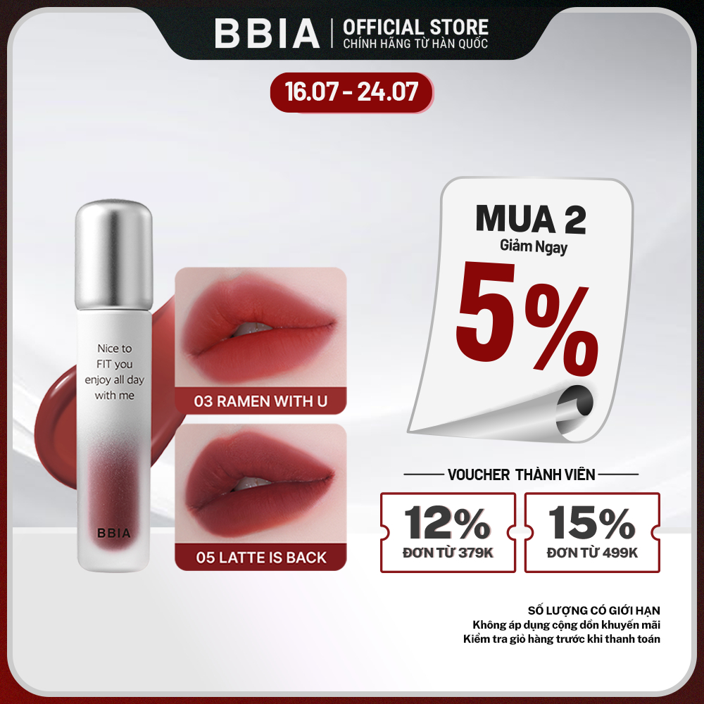 Son tint lì lâu trôi, bền màu BBIA Air Fit Tint 4g | BigBuy360 - bigbuy360.vn