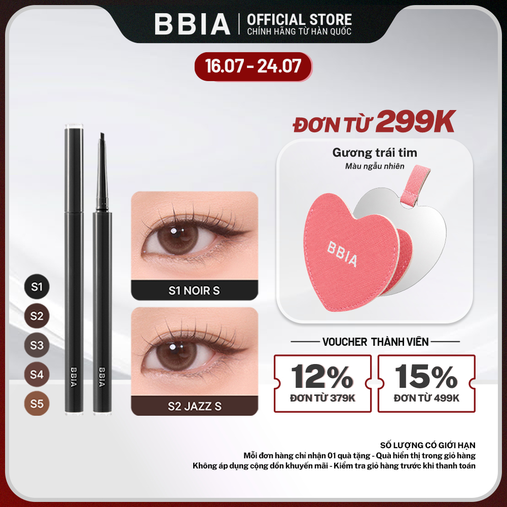 Chì Kẻ Mắt Bbia Last Auto Gel Eyeliner Slim (5 màu) 0.1g Bbia Official Store