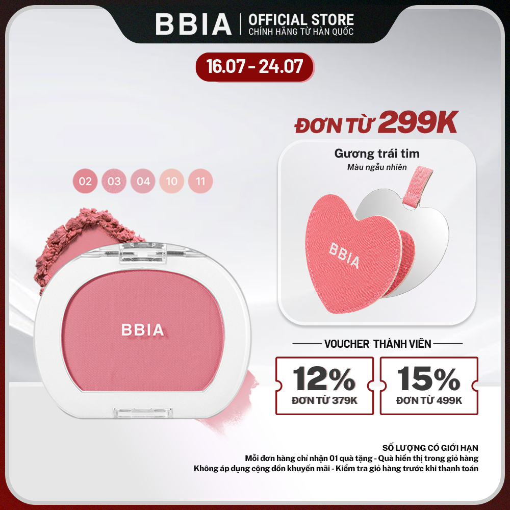 Phấn má hồng mịn lì, đa năng BBIA Last Blush 4g