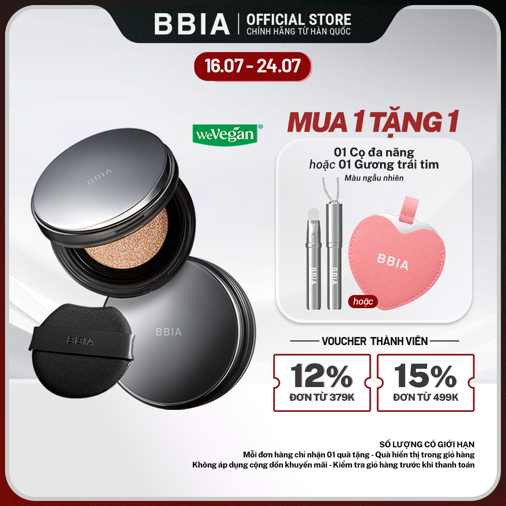 [NEW] Cushion Che phủ hoàn hảo, lớp nền mịn lì suốt 24h BBIA Eau Matte Cushion 15g
