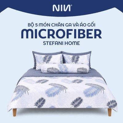 Bộ ga giường áo gối kèm mền Stefani cotton nhung 5 món mềm mại 2026 1m6x2m, 1m8x2m, drap bọc nệm