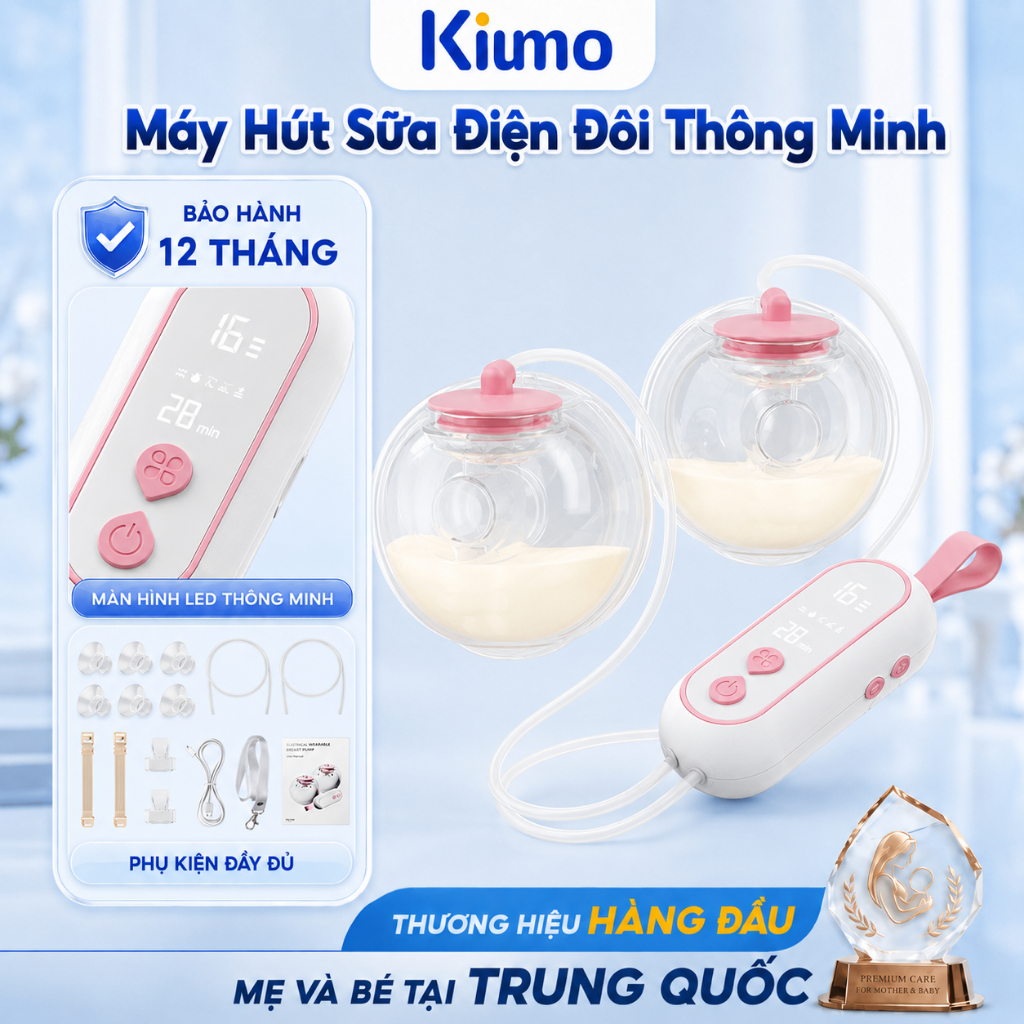 Kiumo【2 Bên】Máy Hút Sữa Điện Đôi Rảnh Tay 2 Bên Không Dây Màn Hình LED Cho Mẹ Sau Sinh