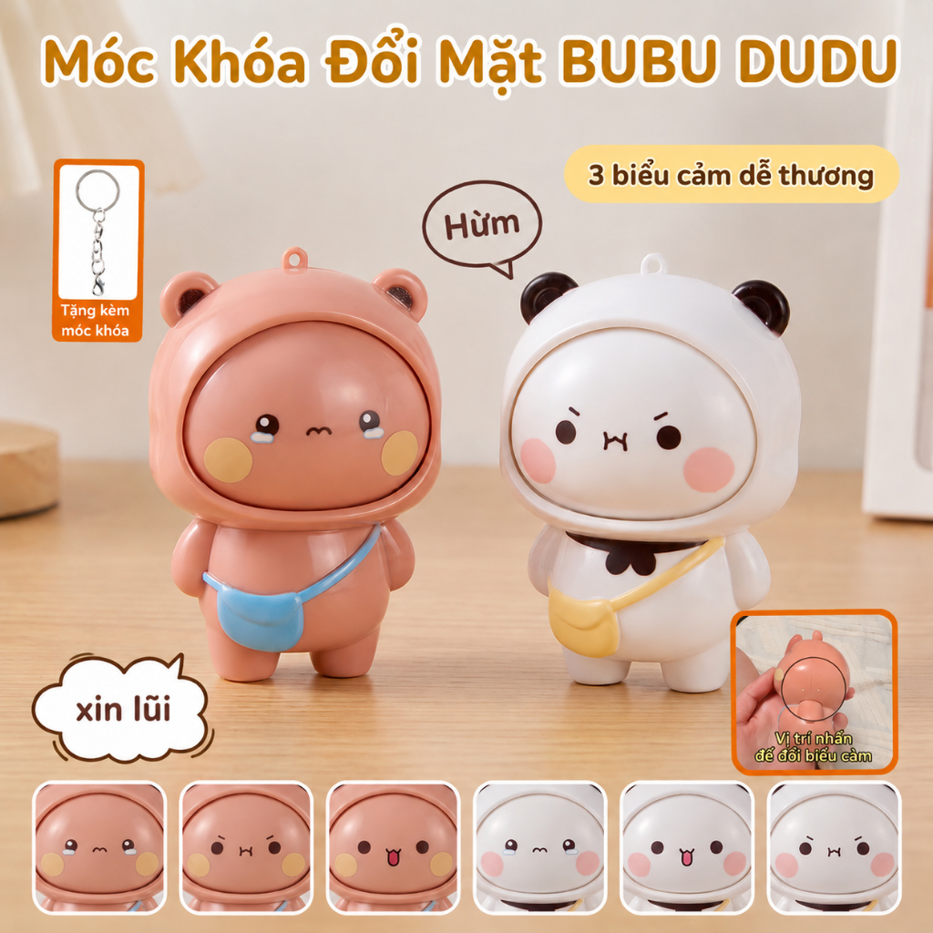Móc Khóa Bubu Dudu Đổi Mặt - Yier and Bubu Treo Balo Móc Khóa Hot Trend 2026 Quà Tặng Decor - LeBaTe