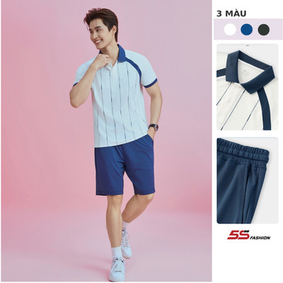 Set Bộ Polo Nam Kẻ Sọc 5S FASHION Thiết Kế Tay Raglan Trẻ Trung Phom Slimfit MBPL26002
