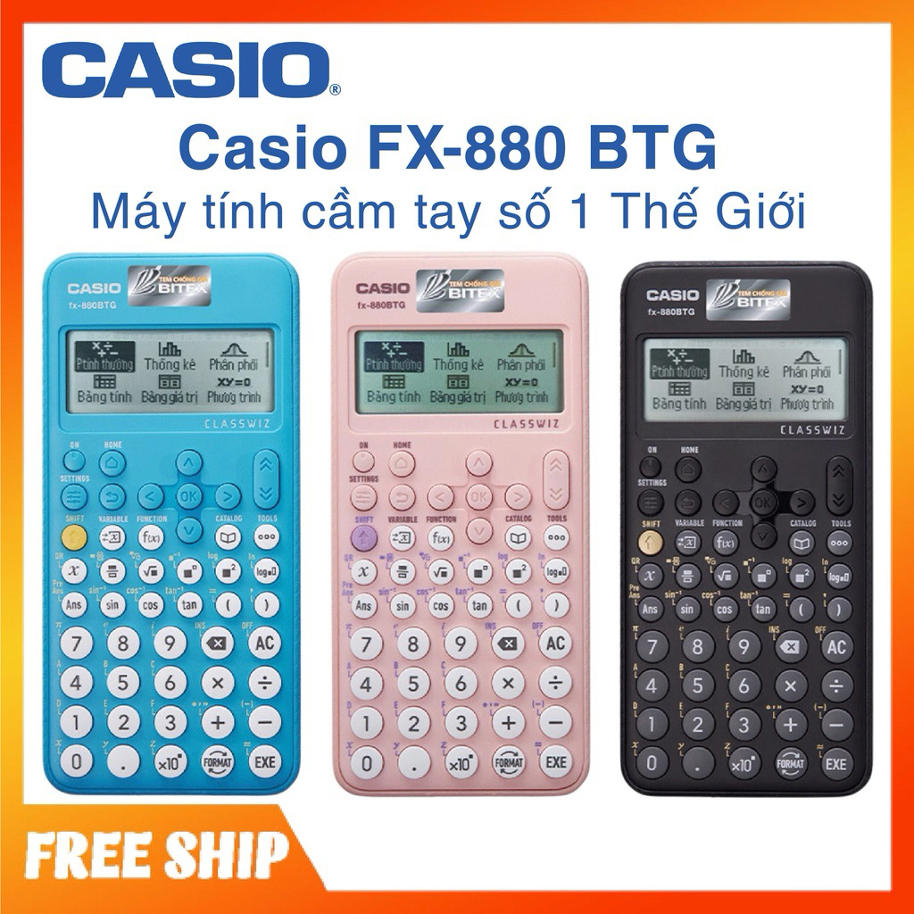 Máy Tính Casio FX-880BTG chính hãng, bảo hành 7 năm - Máy tính cầm tay học sinh FX 880 BTG