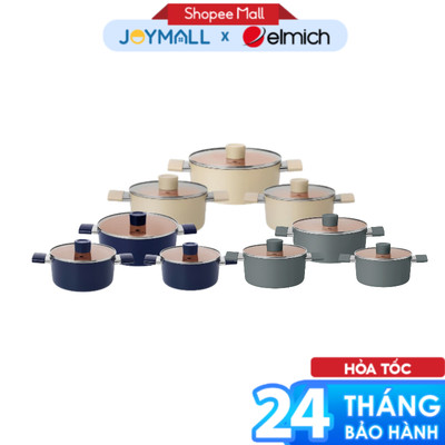 Bộ 3 Nồi Chống Dính Ceramic Elmich EL5240 Size 18,20,24cm, Hàng Chính Hãng, Đáy Từ Cao Cấp - JoyMall