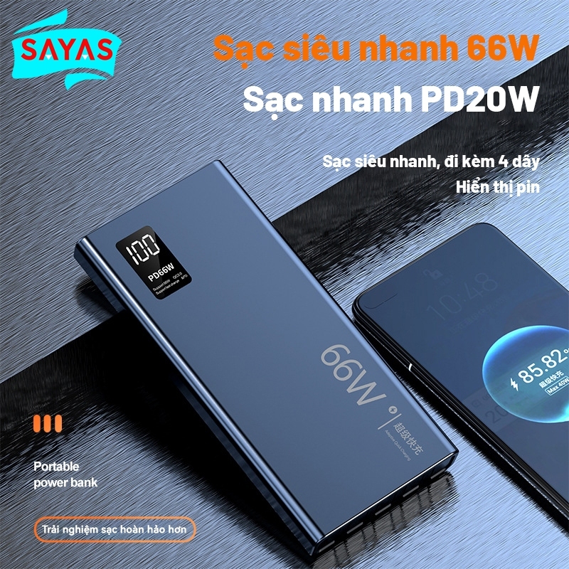 Sạc dự phòng power bank PD66W 50000mah 80000mah màn hình LED hiện thị phần trăm pin