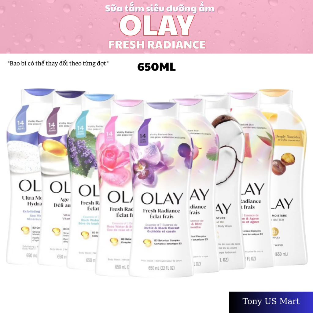 Sữa Tắm Dưỡng Da Olay 650ml - Làm Sạch Dịu Nhẹ, Đủ Phiên Bản Mùi - Tony US Mart