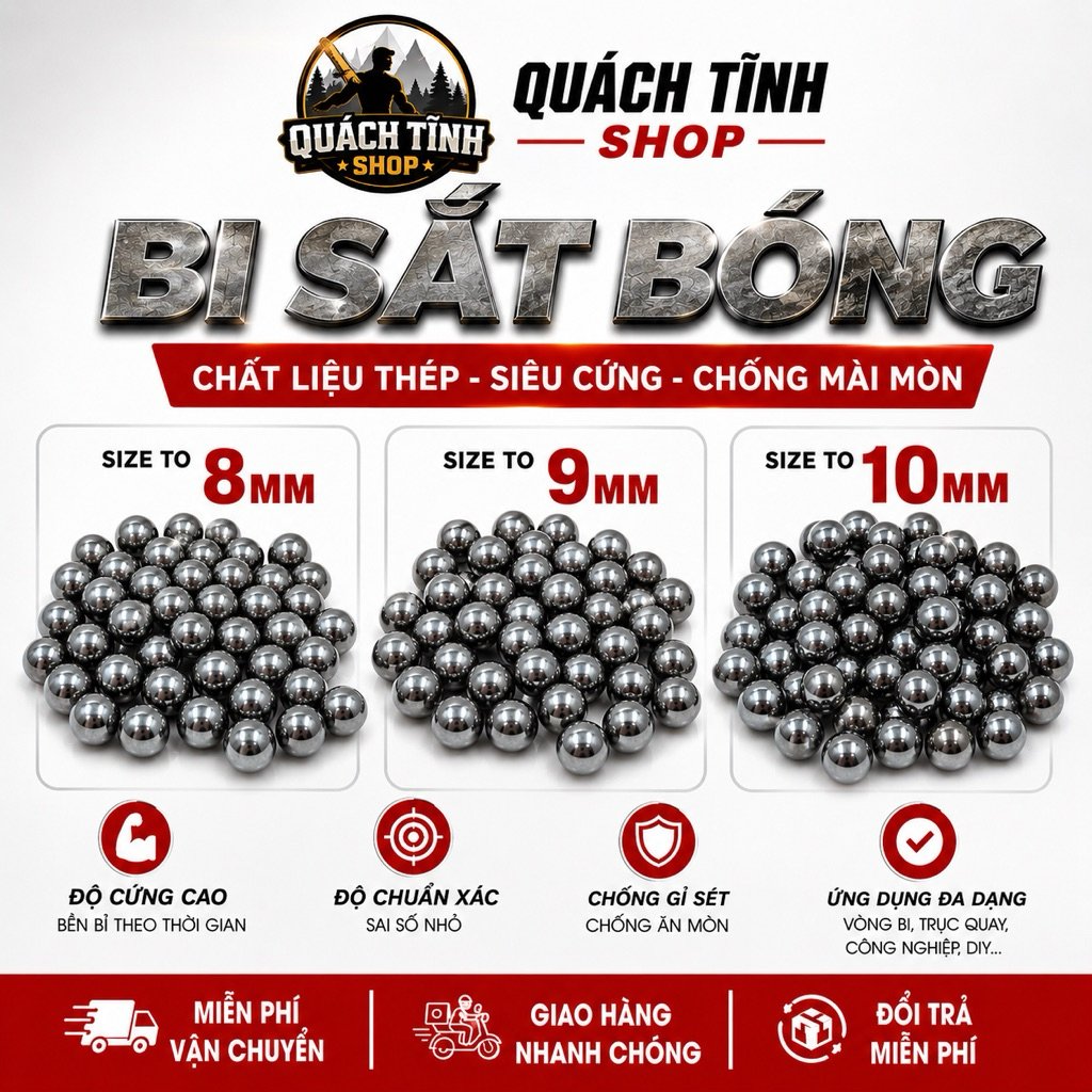 Bi Bóng Trục xe đạp Siz To 8mm 9mm 10mm