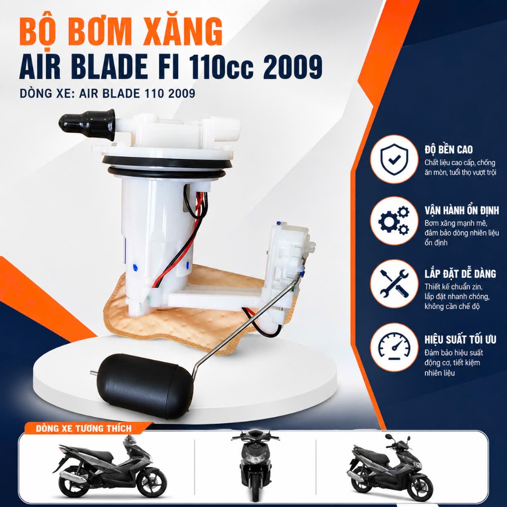 Bộ Bơm Xăng Lõi CacBon xe Air Blade ( 2009 ), Air Blade 2012, Air Blade 125 2015/2016, Air Blade 201