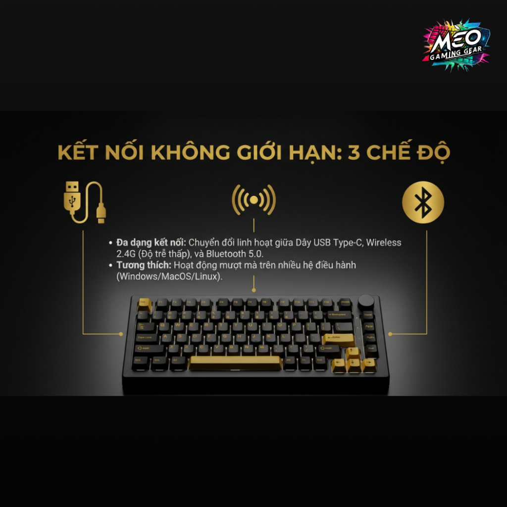 [ CHÍNH HÃNG ] Bàn Phím Cơ AKKO 5075 V3 - Led RGB - 3 Mode - Pin 10000mAh | BigBuy360 - bigbuy360.vn