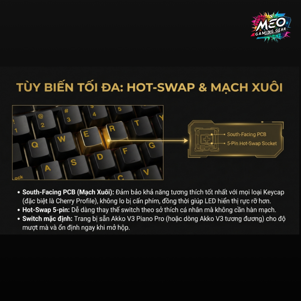 [ CHÍNH HÃNG ] Bàn Phím Cơ AKKO 5075 V3 - Led RGB - 3 Mode - Pin 10000mAh | BigBuy360 - bigbuy360.vn