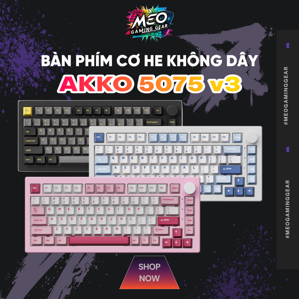 [ CHÍNH HÃNG ] Bàn Phím Cơ AKKO 5075 V3 - Led RGB - 3 Mode - Pin 10000mAh | BigBuy360 - bigbuy360.vn