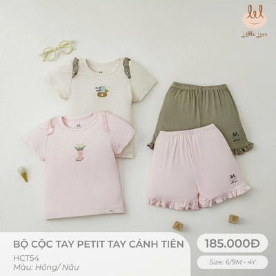 Bộ Cộc Tay Vải Sợi Tre Cánh Tiên Lil Little Love [ SIÊU MỀM, MÁT, MỊN CO DÃN VÀ THẤM HÚT)  SZ 6M -4Y (HCT54)