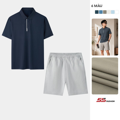 Set Đồ Bộ Nam Áo Polo Phối Quần Short Kaki Chun 5S FASHION Thiết Kế Khỏe Khoắn, Phom SLIMFIT MBPL26074-QSK26008