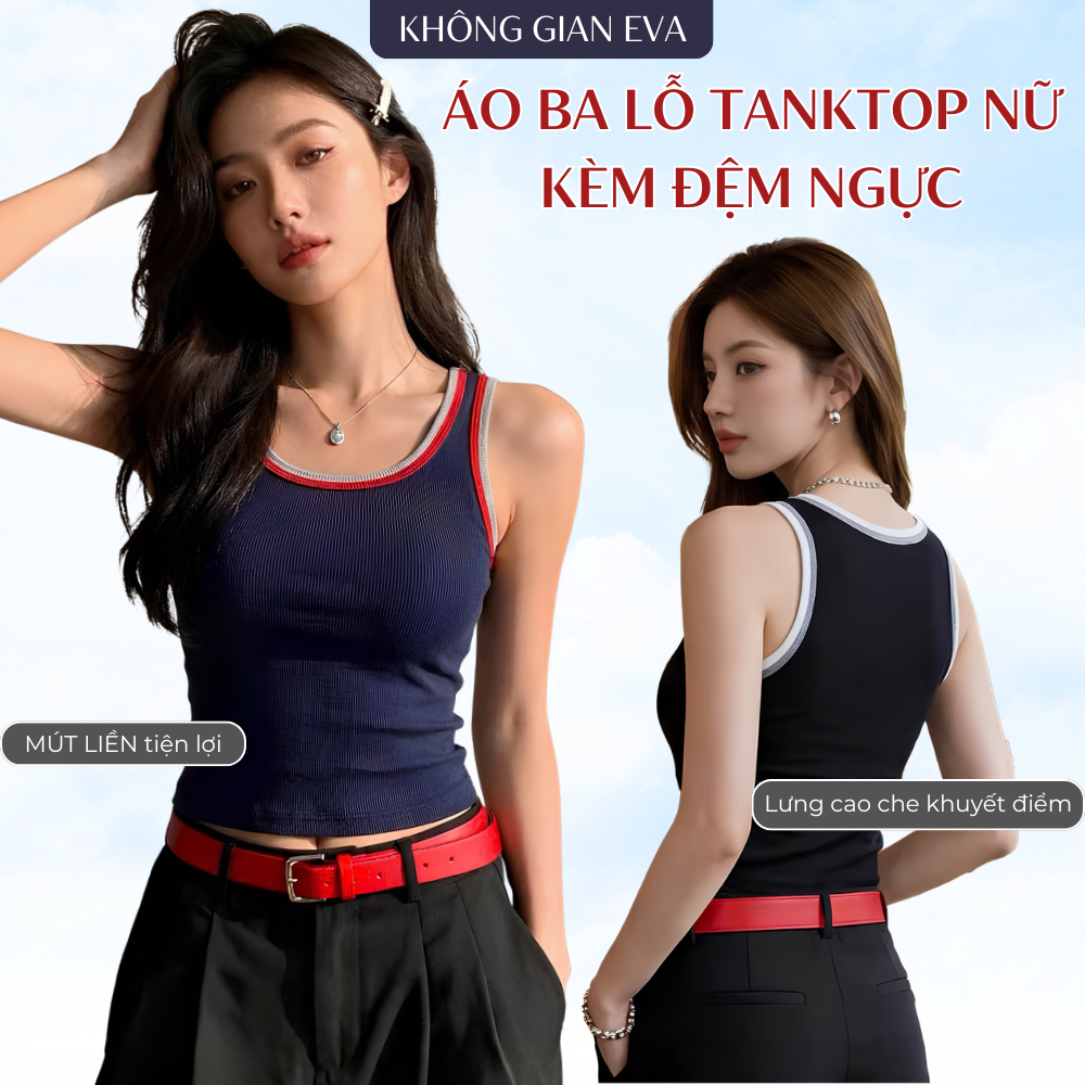 Áo Ba Lỗ Nữ Thể Thao KHÔNG GIAN EVA Có Sẵn Đệm Ngực, Áo Tank Top Nữ Ôm Body Gân Tăm Co Giãn Thoải Mái 8008