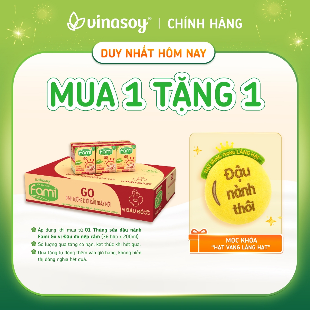 Thùng sữa đậu nành Fami Go Đậu đỏ (36 hộp x 200ml)