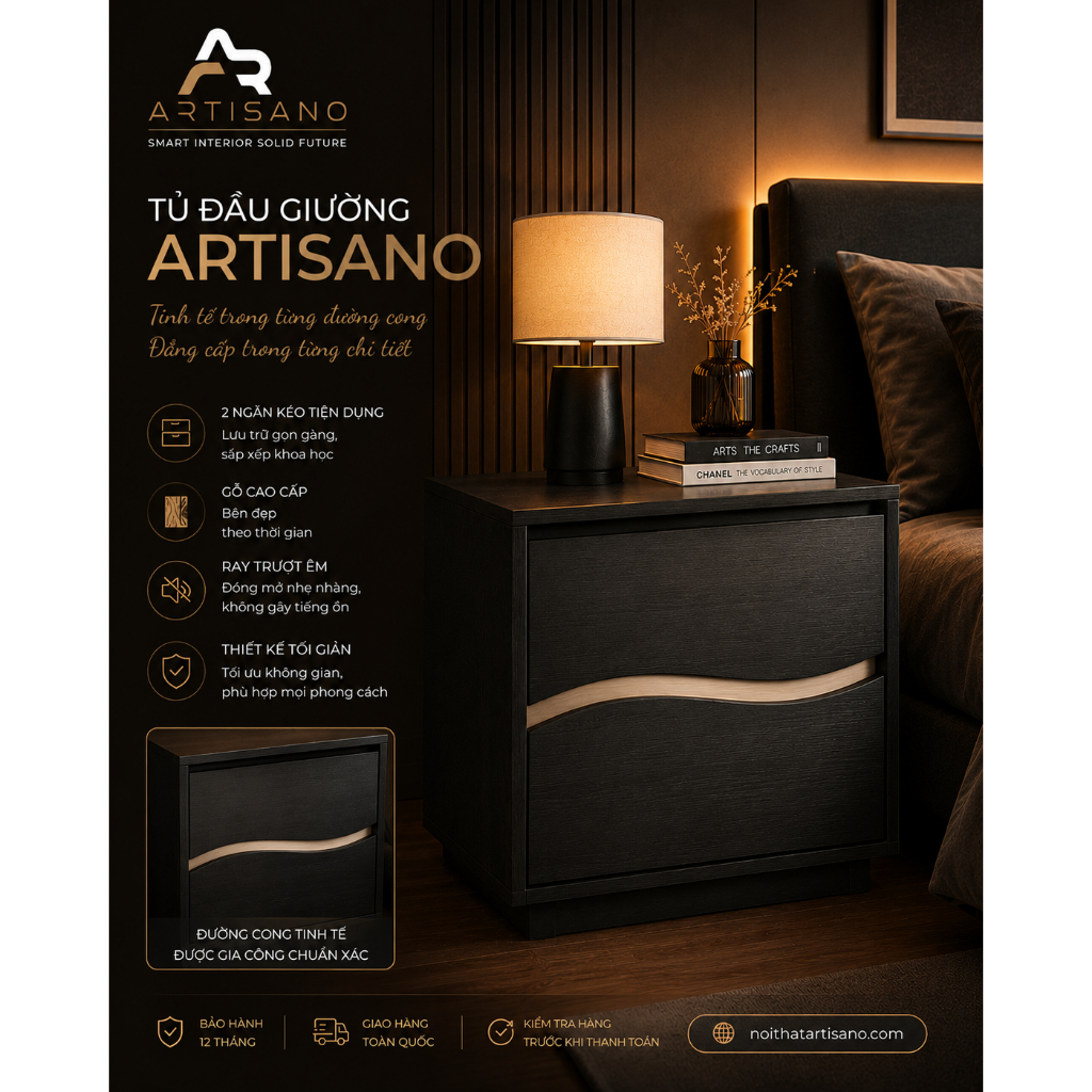 TAB ĐẦU GIƯỜNG 8 ART018 GỖ PLYWOOD THÂN THIỆN VỚI SỨC KHOẺ