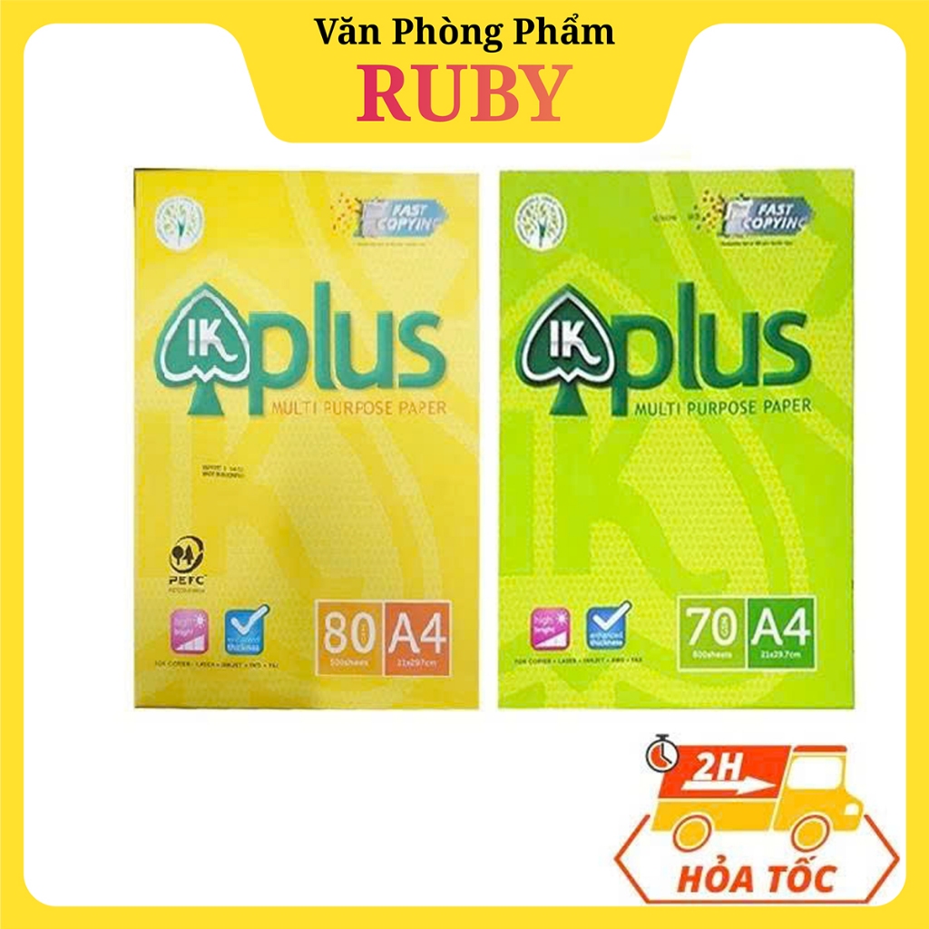 Giấy A4 IK Plus Đủ Định Lượng 70gsm - 80gsm (Thùng/Ram 500 tờ)