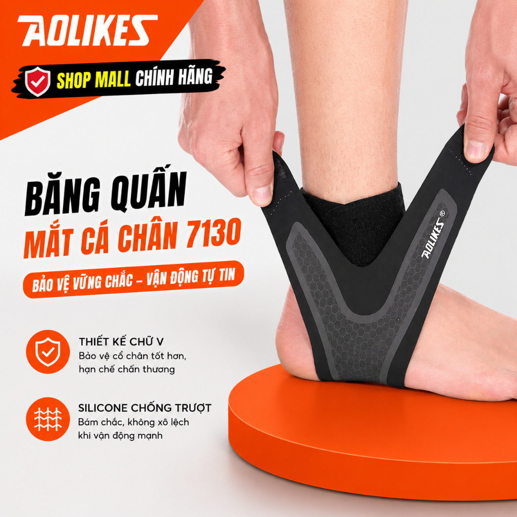 Bảo Vệ Cổ Chân, Băng Quấn Mắt Cá Bó Gót Cố Định Chống Lật Aolikes AL7130 Tập Gym Thể Thao Đá Bóng Cầ