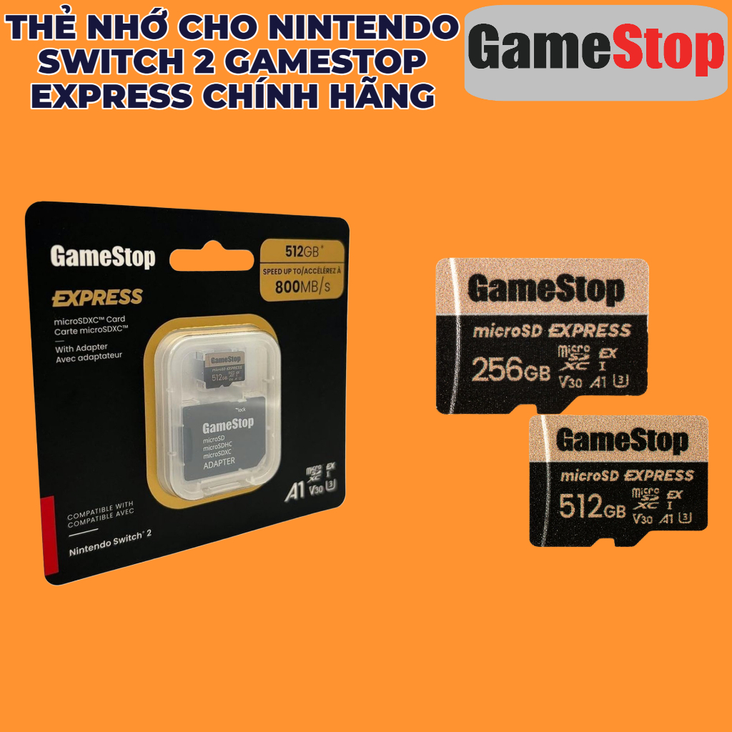 ( Bảo Hành 3 năm ) Thẻ Nhớ Cho Nintendo Switch 2 GameStop Express Chính Hãng