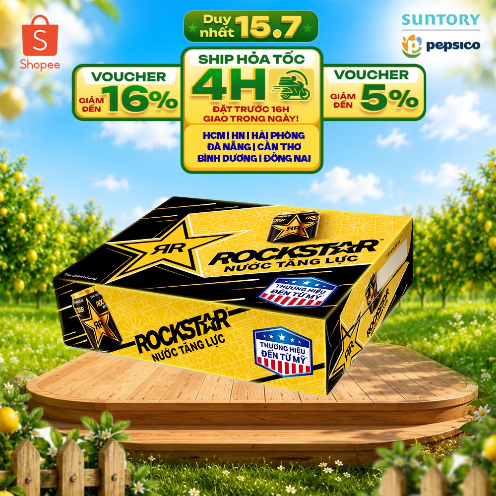 [SALE 15.7] Thùng 24 Lon Nước Tăng Lực Rockstar (250ml/lon)