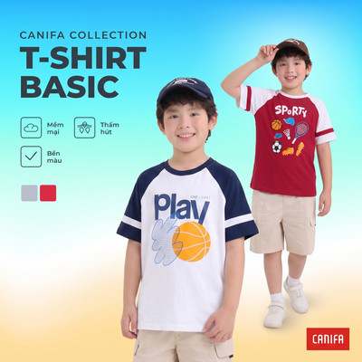 Áo phông bé trai CANIFA áo thun cộc tay 100% cotton mềm mịn thoáng mát đạt chuẩn OEKO-TEX 2TS26C002