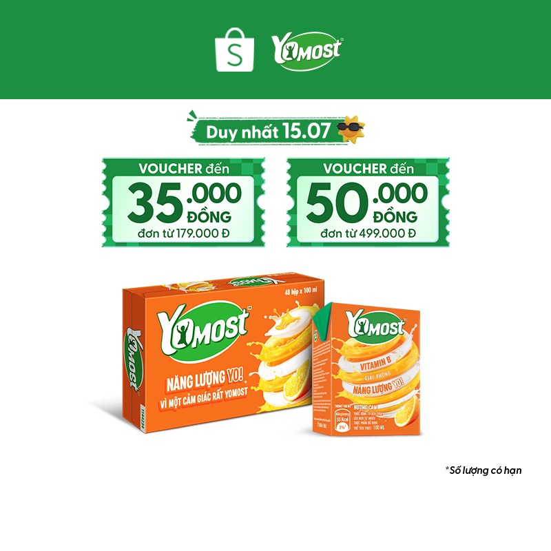 Thùng 48 Hộp Sữa chua uống Yomost vị cam 100ml/hộp
