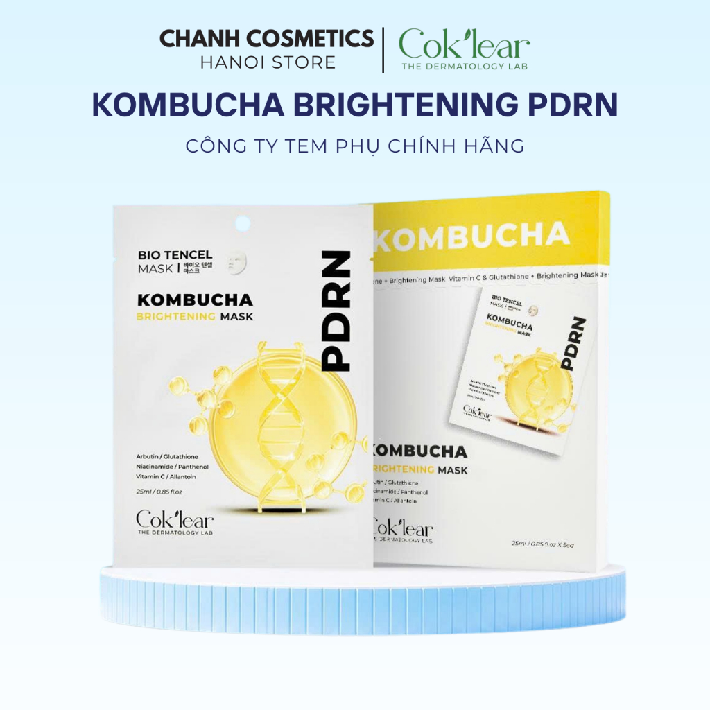 [lẻ 1 mask] Cok'lear PDRN Kombucha Brightening Mask - Dưỡng Sáng & Đều Màu Da CHANH COSMETICS