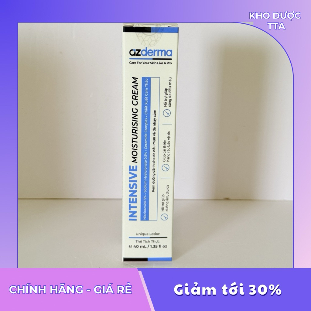 [CHÍNH HÃNG] Kem dưỡng ẩm Intensive Moisturising Cream Azderma 40ml _Kem dưỡng ẩm cải thiện hàng rào