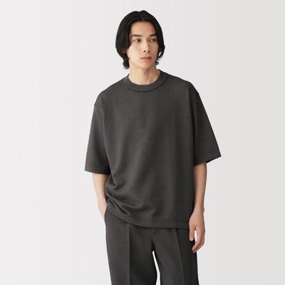 [26AW] MUJI Áo Thun Nam Vải Dệt Kim Khô Nhanh Tay Lửng