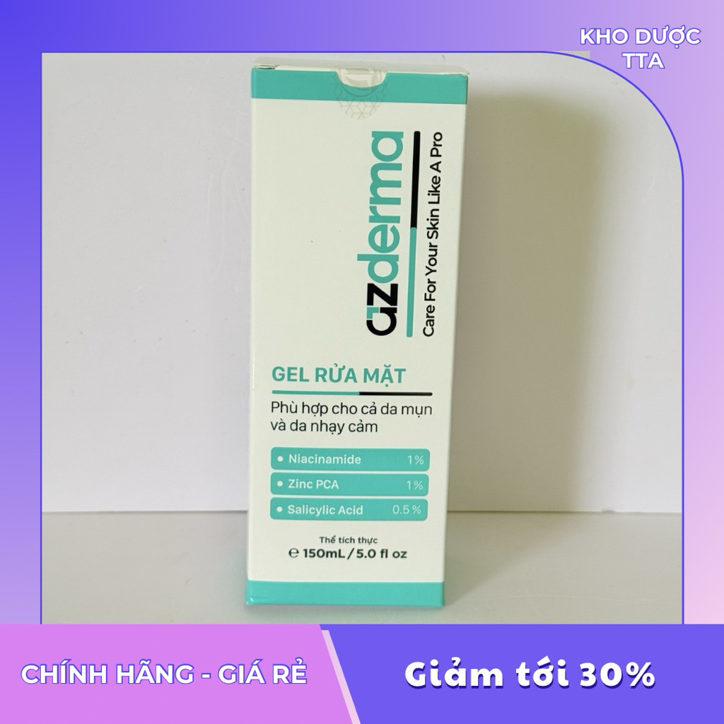 Sữa rửa mặt Cleansing Gel Azderma 150ml_ hỗ trợ làm sạch da, giúp da mềm mượt và hỗ trợ giúp giảm mụ