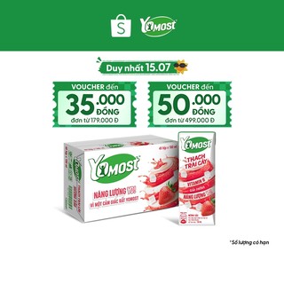 Thùng 48 Hộp Yomost Thạch Trái Cây Hương Dâu (48x180ml)