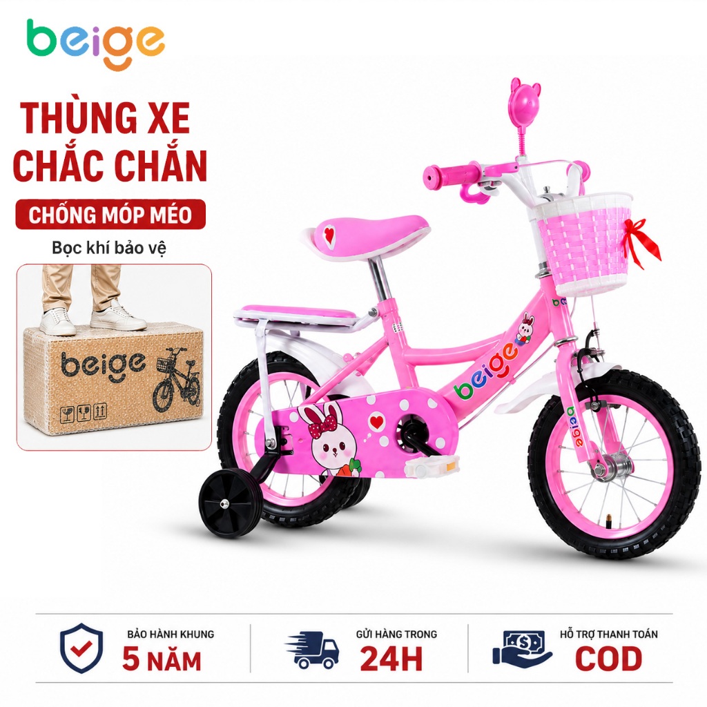Beige Xe đạp cho bé 2 tuổi,Xe đạp trẻ em,đủ size từ 12-18 inch màu hồng xe đạp bé gái,Quà tặng cho b