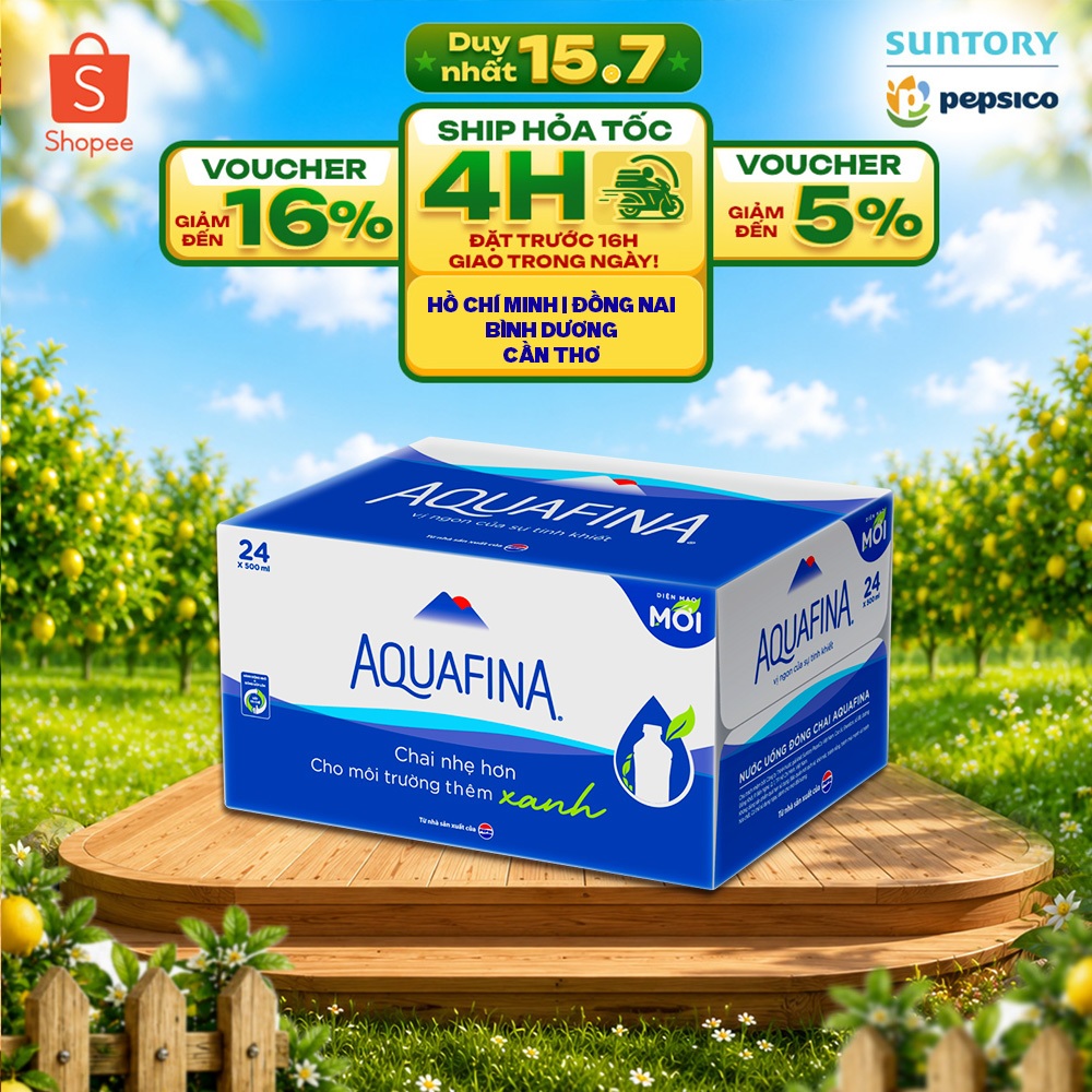 [SALE 15.7] Thùng 24 Chai Nước tinh khiết Aquafina (500ml/chai)