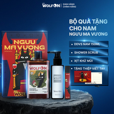 Set Quà Tặng Bạn Trai NGƯU MA VƯƠNG LYD Wolf ON - Sữa Tắm, Xịt Khử Mùi, Dung Dịch Vệ Sinh Nam 150ML