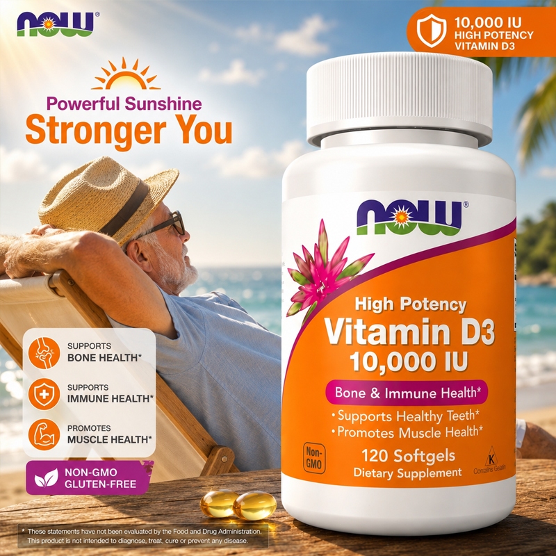 NOW Vitamin D3 2000IU / 10000IU | Hỗ trợ xương & miễn dịch khỏe mạnh